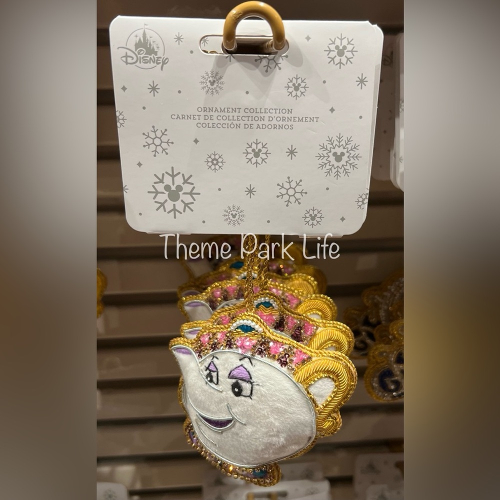 Disney Parks Beauty & the Beast Mrs. Potts Beaded Plush Christmas Ornament NEW
